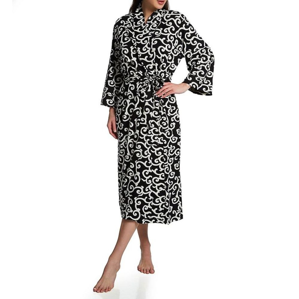 N by Natori Ottoman Cozy Knit Robe -  Black Multi  SC4044